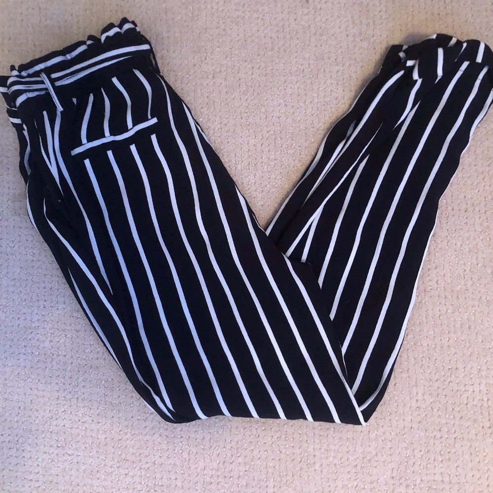 black and white pants